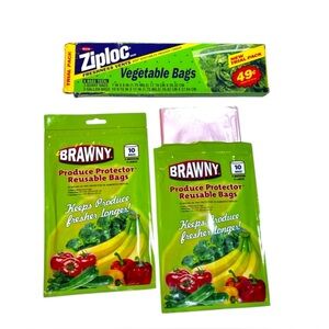 Brawny Produce Protector Reusable Bags & Ziplock vegetable bags vintage